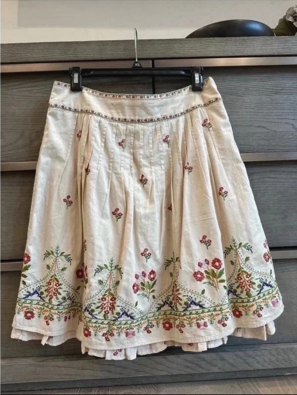 Embroidered Cream Floral Circle Skirt